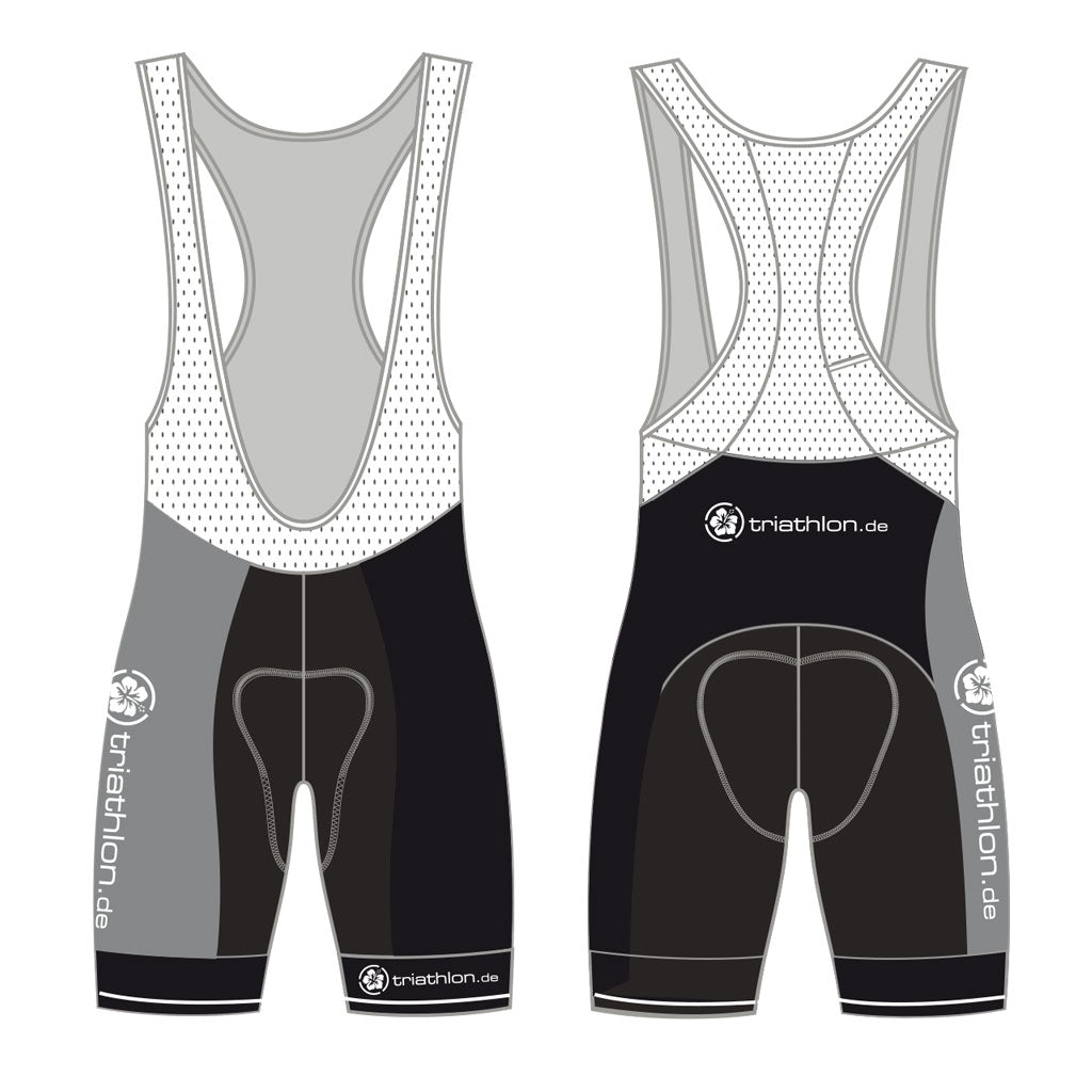 triathlon.de Elite Bib Short, Rad-Trägerhose, Damen, schwarz/grau