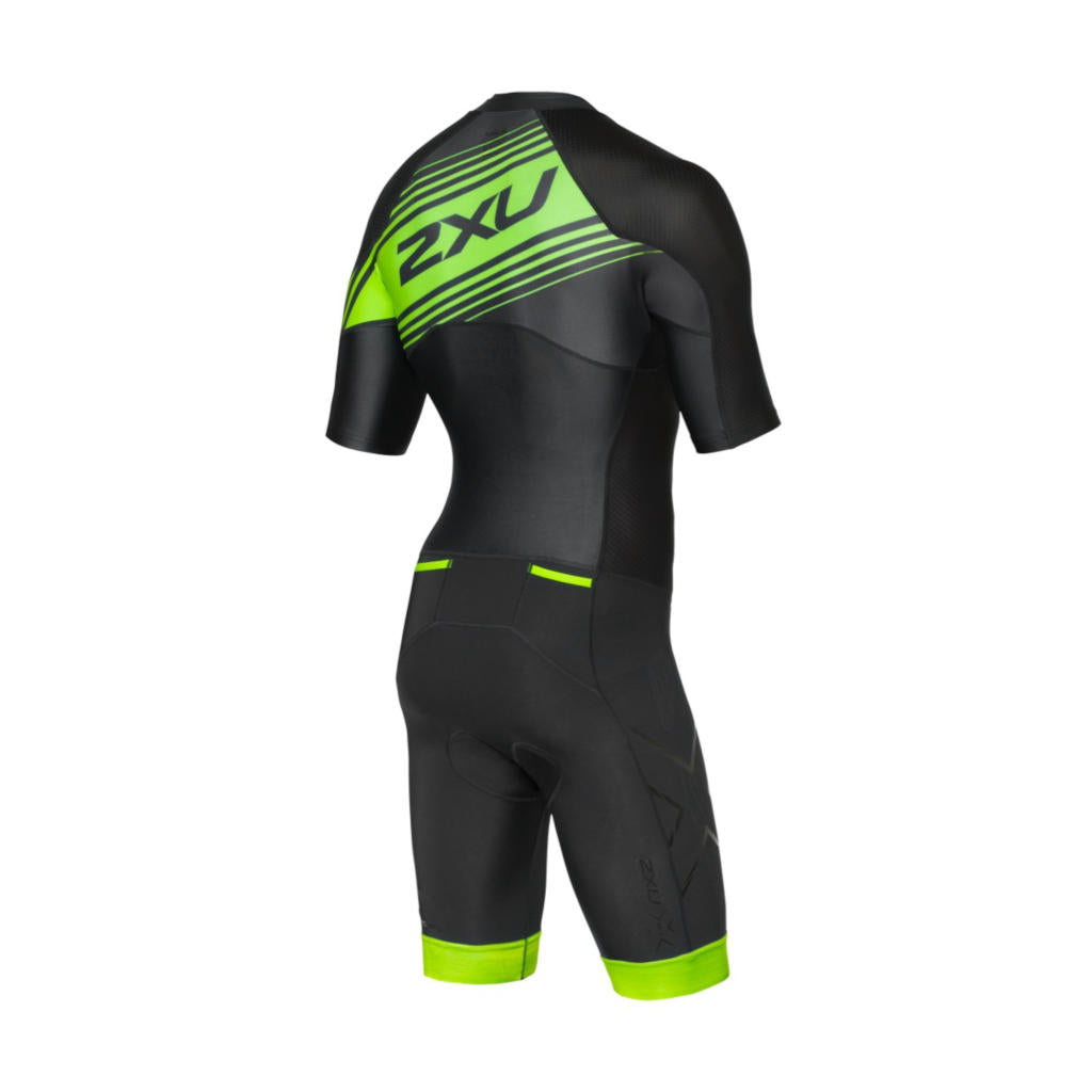 2XU Compression Full Zip Sleeved TriSuit, Herren, Black/Neon Green