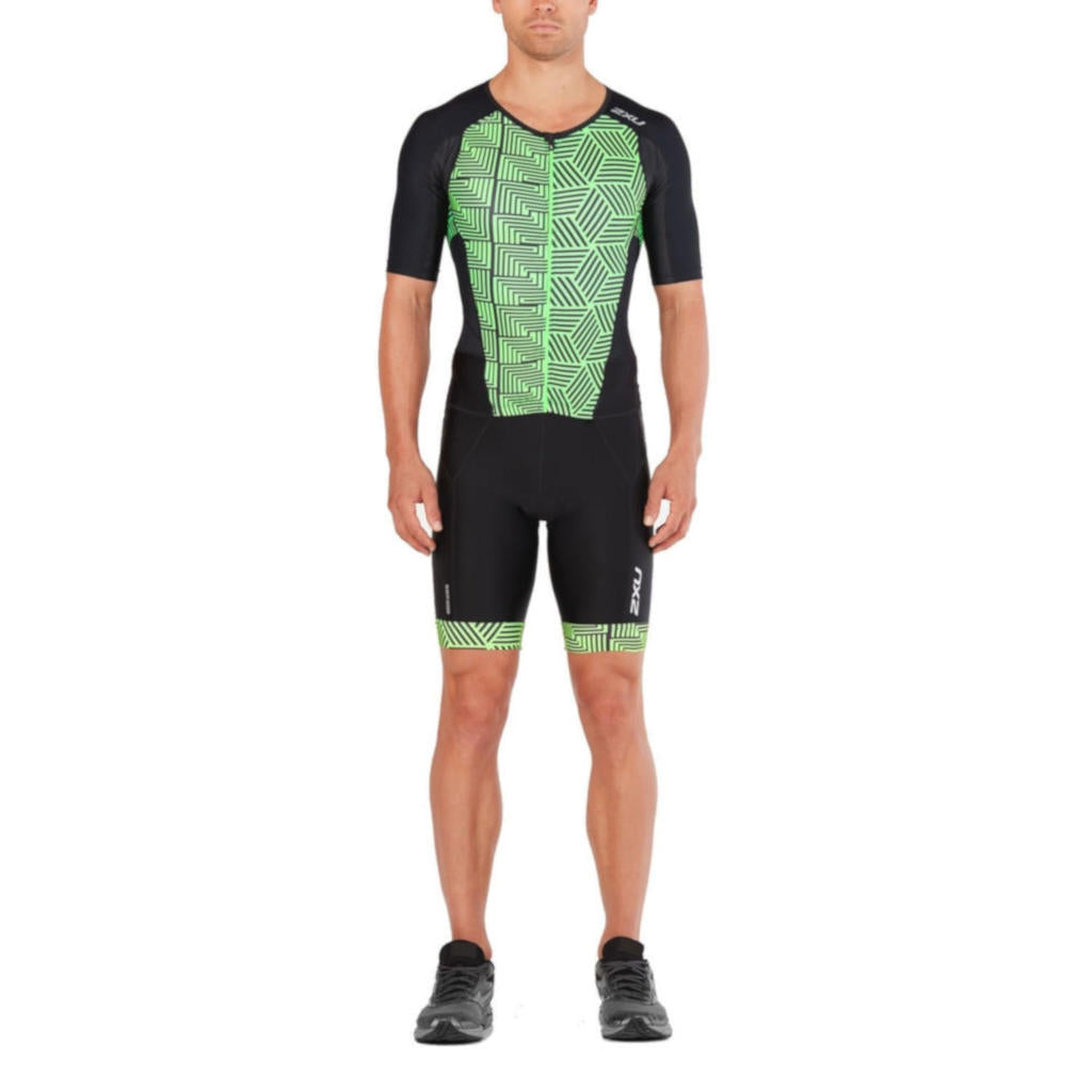 2XU Perform Full Zip Sleeved TriSuit, men, black/green