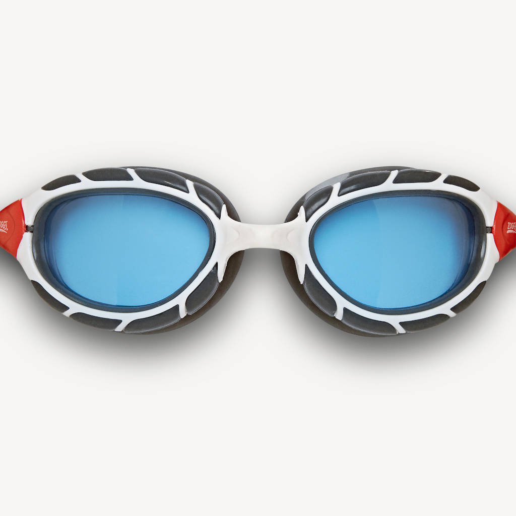 Zoggs Predator, white/red/tint, blue lenses, red/white